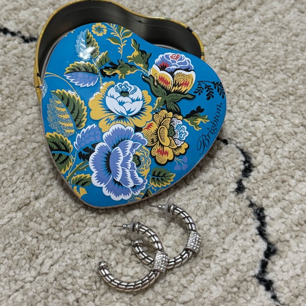 Brighton Silver Earrings with floral tin